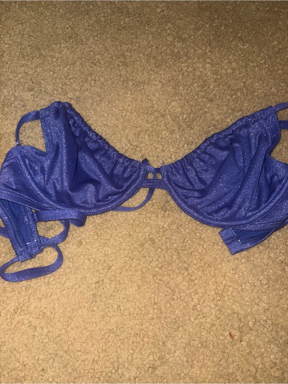 Y2K Hollister California Royal Blue Shimmer Underwire Bikini Top Ruched Swimwear